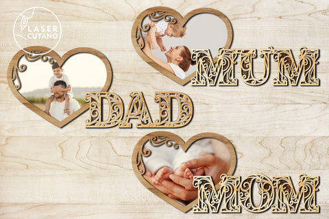 MUM DAD Mother's Day Photo Frame Father's Day Gifts SVG LaserCutano 