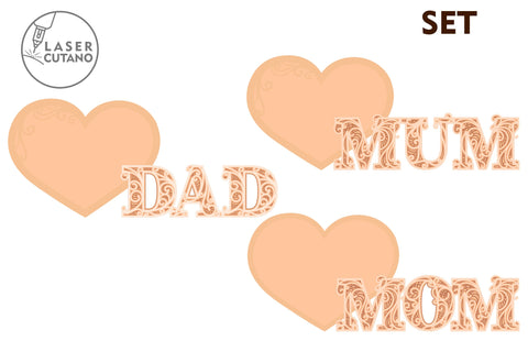 MUM DAD Mother's Day Photo Frame Father's Day Gifts SVG LaserCutano 