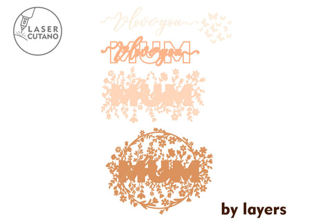 MUM Multilayer Cut Template Gift for Mother Mother's Day SVG LaserCutano 