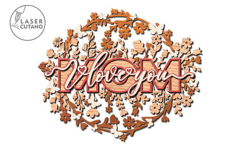 MUM Multilayer Cut Template Gift for Mother Mother's Day SVG LaserCutano 