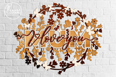 MUM Multilayer Cut Template Gift for Mother Mother's Day SVG LaserCutano 