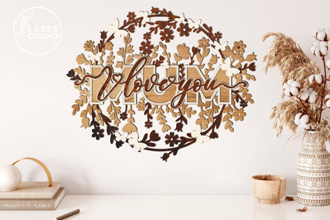 MUM Multilayer Cut Template Gift for Mother Mother's Day SVG LaserCutano 