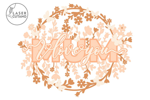 MUM Multilayer Cut Template Gift for Mother Mother's Day SVG LaserCutano 