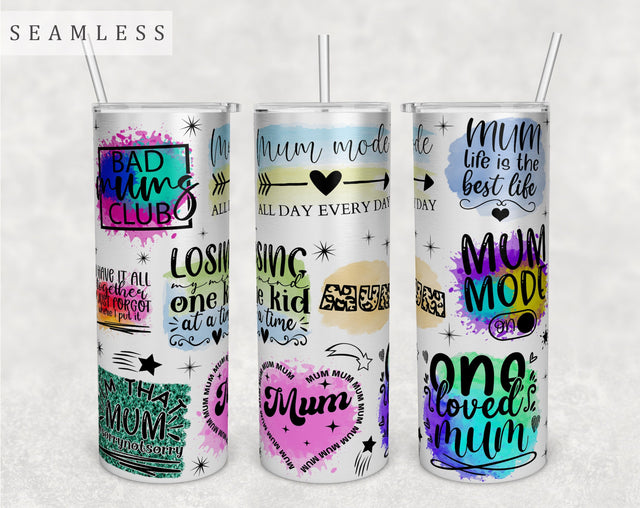 Mum Tumbler Wrap, 20oz Skinny Tumbler Sublimation Design, Mum Quotes Tumbler PNG Sublimation HappyDesignStudio 