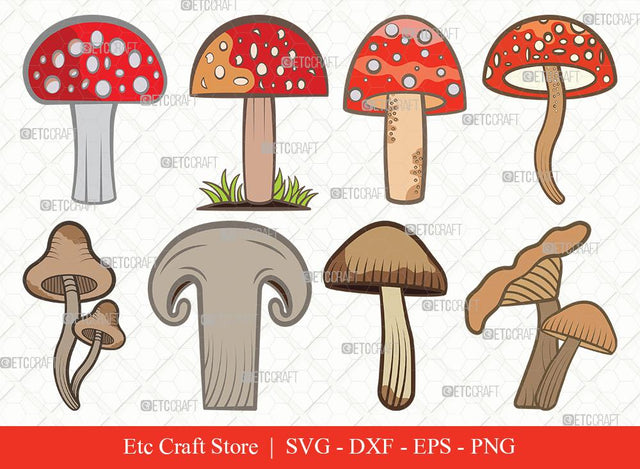 Mushroom Clipart SVG Cut File | Fungus Svg | Fungi Svg | Shrooms Svg | Bundle | Eps | Dxf | Png SVG ETC Craft 