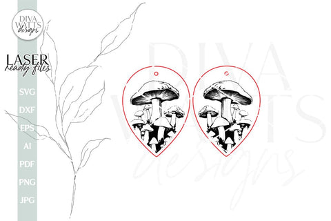 Mushroom Earrings SVG With Mushrooms For Glowforge Laser Earrings With Mushrooms SVG For Earrings For Glowforge Mushroom Earrings svg SVG Diva Watts Designs 