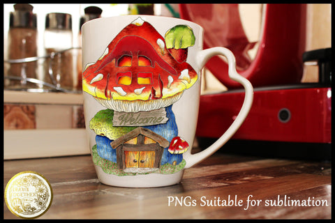 Mushroom House for Gnomes - Print n Sketch for Foil Quill - Bundle Sketch DESIGN DrawnTogether with love 