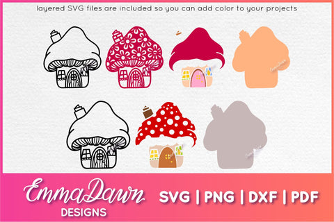 Mushroom House SVG Bundle SVG Emma Dawn Designs 