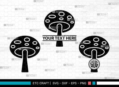 Mushroom Icons Monogram, Mushroom Svg, Fungi Svg, Mushrooms, Cute Mushrooms, Mushroom Monogram, Icon Monogram, Svg Cut File, Dxf, Eps, Png, SVG ETC Craft 
