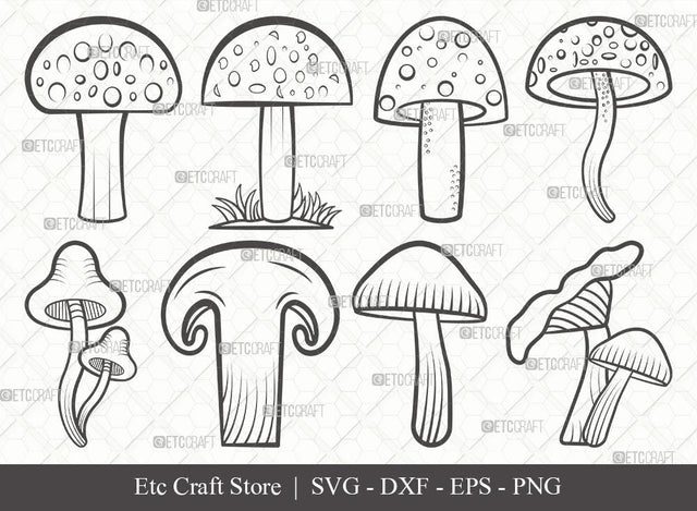 Mushroom Outline SVG Cut File | Fungus Svg | Fungi Svg | Shrooms Svg | Bundle | Eps | Dxf | Png SVG ETC Craft 