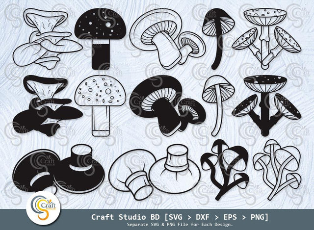 Mushroom Silhouette, Mushroom SVG, Witchy Mushrooms Svg, Fungus Svg, Champignon Svg, Mushroom Icon Svg, Mushroom Bundle SVG ETC Craft 