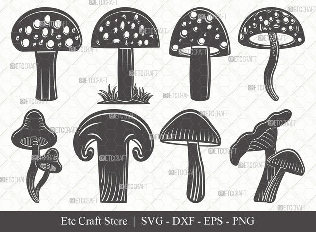 Mushroom Silhouette SVG Cut File | Fungus Svg | Fungi Svg | Shrooms Svg | Bundle | Eps | Dxf | Png SVG ETC Craft 