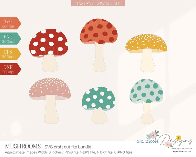 Mushroom SVG Bundle SVG Aja Nicole Designs 