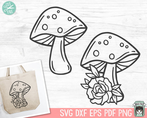 Mushroom SVG, Mushroom Cut File, Mushroom Clipart, Mushroom Vector, Mushroom png, Floral Mushroom svg, Mushroom DXF, Flower Mushroom svg SVG Wild Pilot 