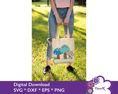 Mushroom Trio with Flowers SVG - digital mushroom svg, trippy mushroom svg, magical mushroom svg SVG DawnKDesigns 