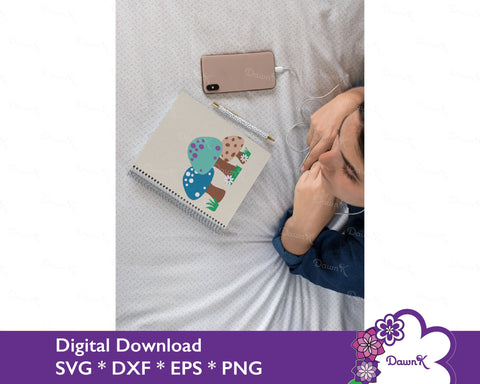 Mushroom Trio with Flowers SVG - digital mushroom svg, trippy mushroom svg, magical mushroom svg SVG DawnKDesigns 