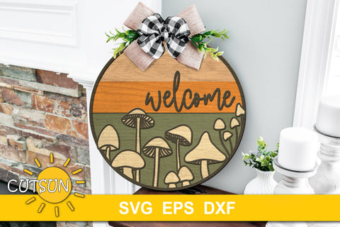 Mushrooms door hanger svg | Mushrooms Welcome sign SVG SVG CutsunSVG 