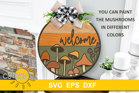 Mushrooms door hanger svg | Mushrooms Welcome sign SVG SVG CutsunSVG 