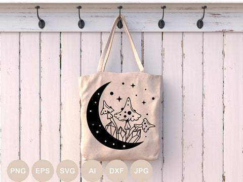 Mushrooms Svg, Mystical Mushrooms Cut file, Moon, Crystal, Magic, Celestial, Mushrooms Svg for Shirts, Halloween Svg Designs, Cricut, Png SVG BogeliaVector 