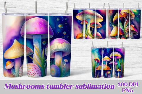 Mushrooms tumbler | Mystical mushrooms PNG Sublimation Svetana Studio 