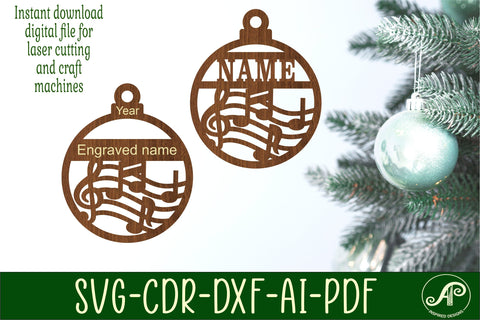 Music Christmas Ornament SVG laser cut SVG APInspireddesigns 