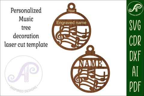 Music Christmas Ornament SVG laser cut SVG APInspireddesigns 