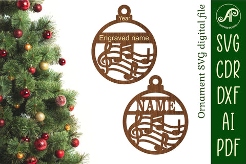 Music Christmas Ornament SVG laser cut SVG APInspireddesigns 