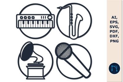 Music icon round wall decor bundle SVG SVG MD JOYNAL ABDIN 