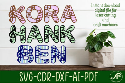 Music letters alphabet set. 52 layered letters. SVG APInspireddesigns 