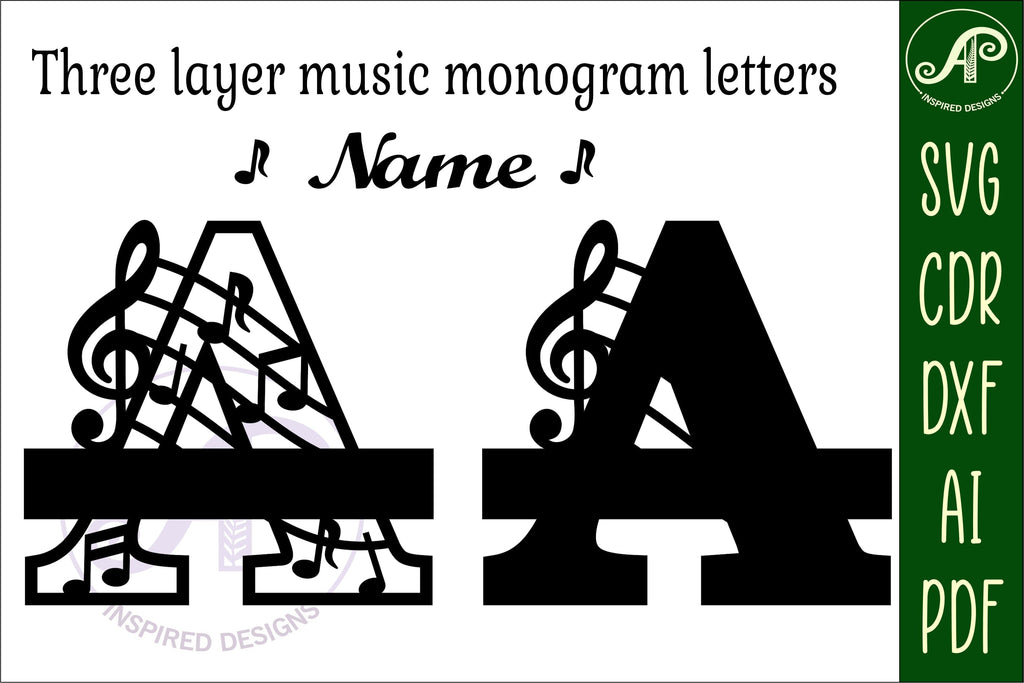 Music Monogram Letter A SVG Cut File - So Fontsy