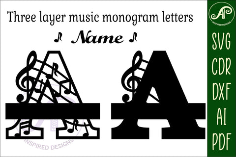 Music Monogram Letter A SVG Cut File SVG APInspireddesigns 