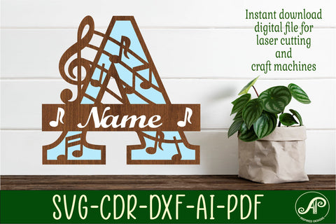 Music Monogram Letter A SVG Cut File SVG APInspireddesigns 