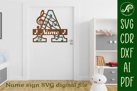 Music Monogram Letter A SVG Cut File SVG APInspireddesigns 