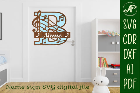 Music Monogram Letter B SVG Cut File SVG APInspireddesigns 