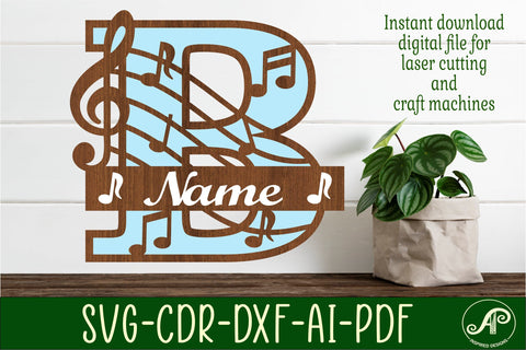 Music Monogram Letter B SVG Cut File SVG APInspireddesigns 