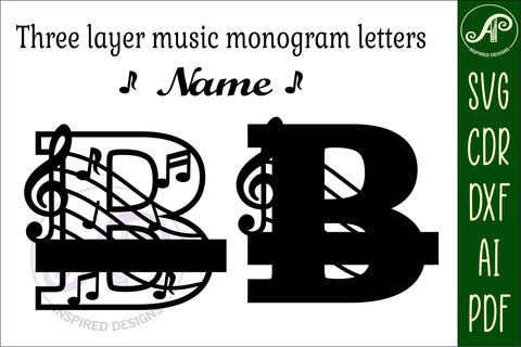 Music Monogram Letter B SVG Cut File SVG APInspireddesigns 
