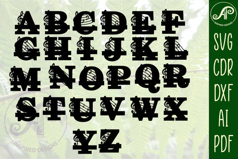 Music monogram letter bundle Name signs SVG 3 layer SVG APInspireddesigns 