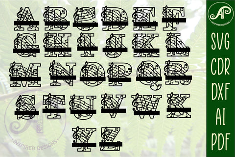 Music monogram letter bundle Name signs SVG 3 layer SVG APInspireddesigns 