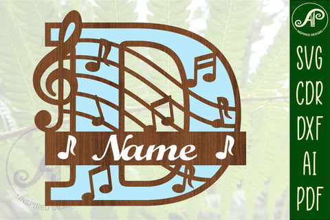 Music Monogram Letter D SVG Cut File SVG APInspireddesigns 