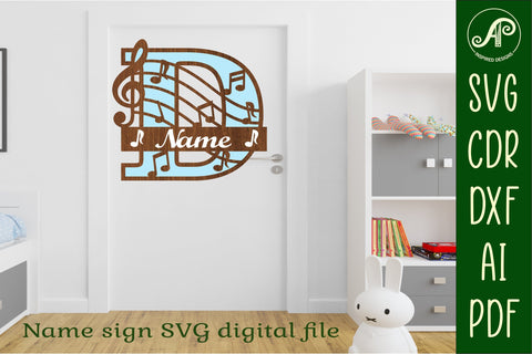 Music Monogram Letter D SVG Cut File SVG APInspireddesigns 