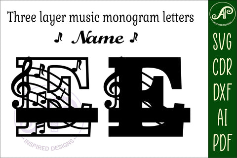 Music Monogram Letter E SVG Cut File SVG APInspireddesigns 
