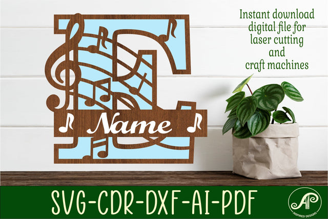 Music Monogram Letter E SVG Cut File SVG APInspireddesigns 