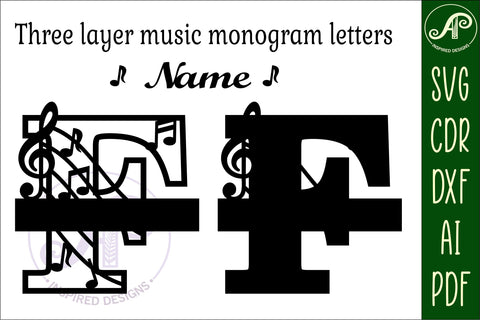 Music Monogram Letter F SVG Cut File SVG APInspireddesigns 