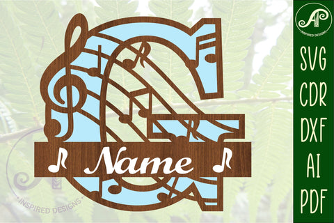 Music Monogram Letter G SVG Cut File SVG APInspireddesigns 