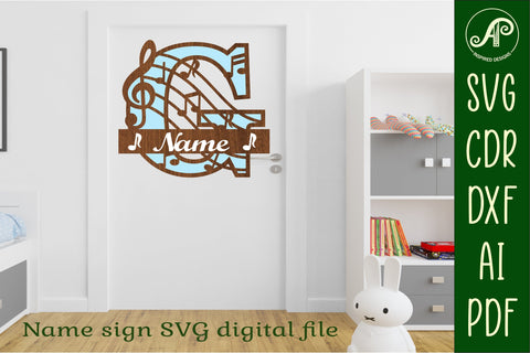 Music Monogram Letter G SVG Cut File SVG APInspireddesigns 