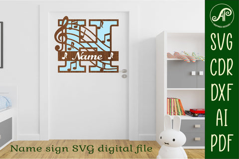 Music Monogram Letter H SVG Cut File SVG APInspireddesigns 