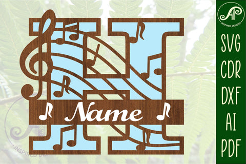 Music Monogram Letter H SVG Cut File SVG APInspireddesigns 