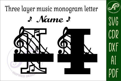 Music Monogram Letter I SVG Cut File SVG APInspireddesigns 