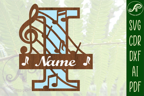 Music Monogram Letter I SVG Cut File SVG APInspireddesigns 