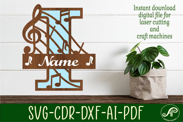 Music Monogram Letter I SVG Cut File SVG APInspireddesigns 
